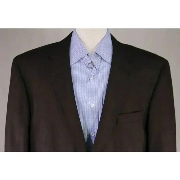 Jos A Bank Signature Gold Brown Windowpane Wool-Silk 2-Btn Sportcoat Blazer 46L - Picture 3 of 8